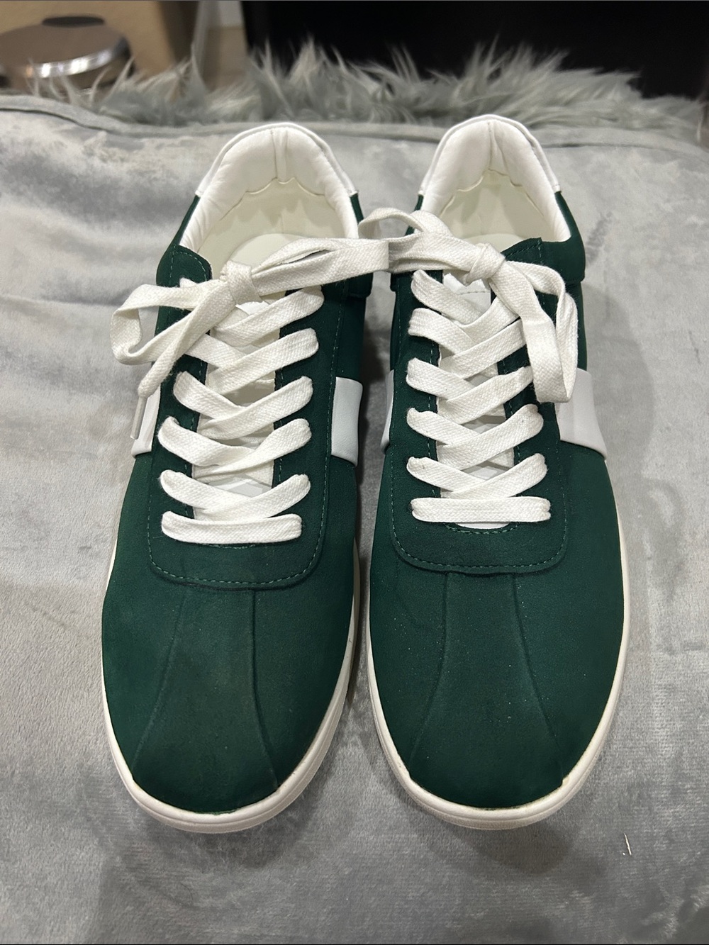 Club Room Dark Green and White Low-Top Lace-Up Sneakers